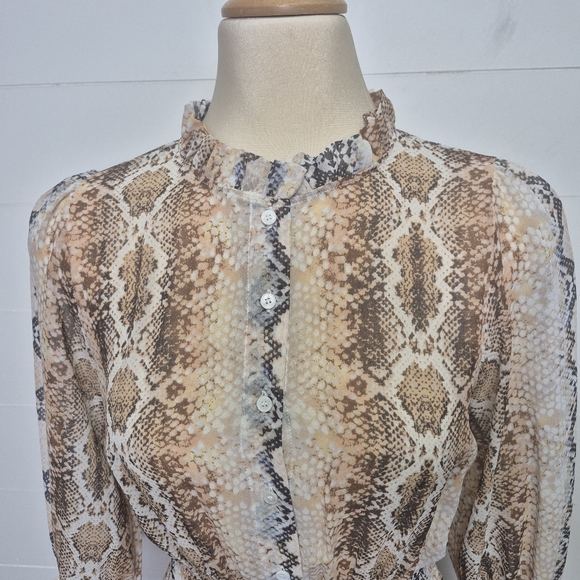 Maje Snake Print Sheer Mini Dress Size S (1) - Picture 4 of 14
